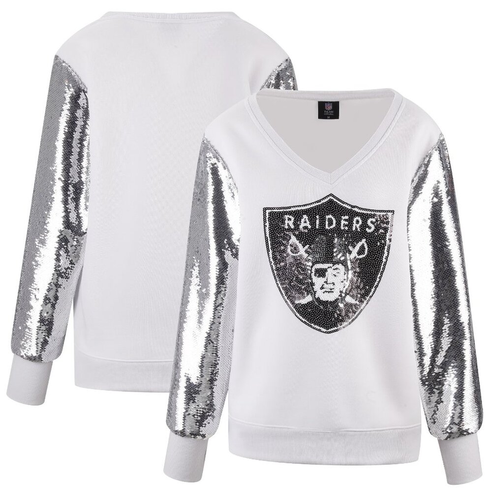 Las Vegas Raiders V-Neck Sequin Sleeve Fleece